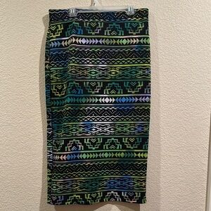 See You Monday Green and Blue Midi Pencil Skirt